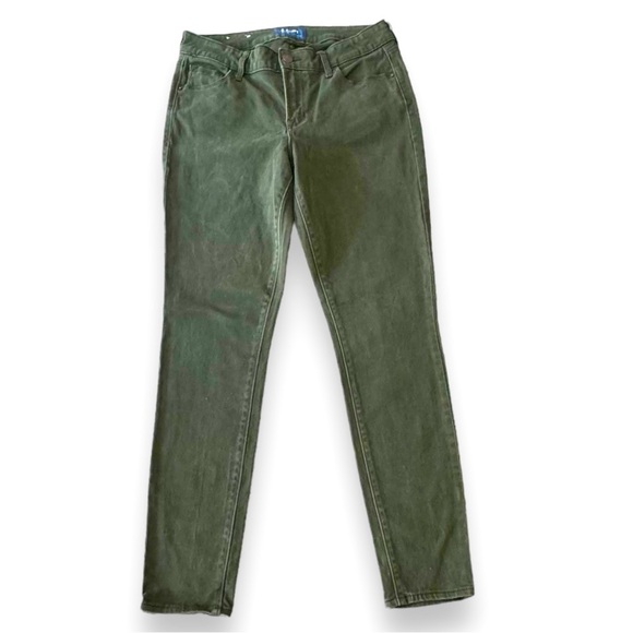 Old Navy Rockstar Olive Green Mid Rise Size 6 Reg Skinny Jeans Cotton/Spandex - Picture 1 of 5